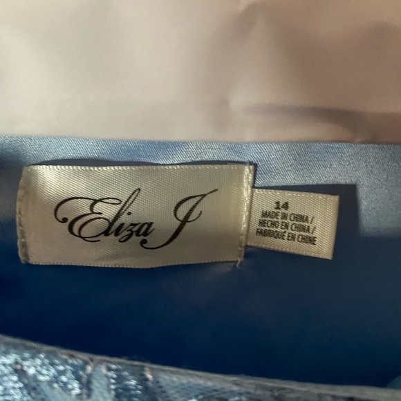 Knee Length Broached Blue Dress - Picture 3 of 5